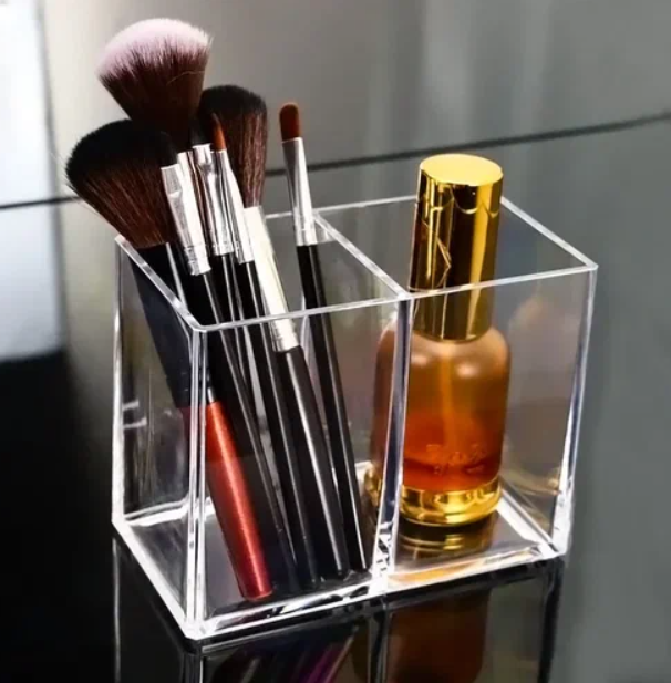 Acrylic organizer for cosmetics, 2 cells