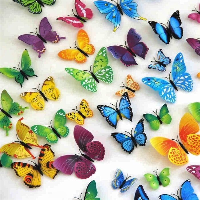 Set of 3D butterflies 10 pcs (in assortment) on magnetic stickers