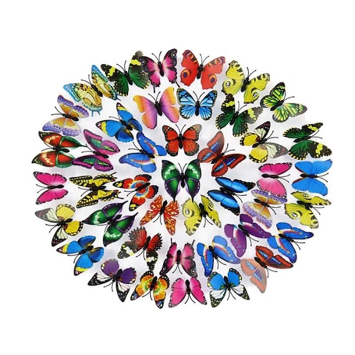 Set of 3D butterflies 10 pcs (in assortment) on magnetic stickers